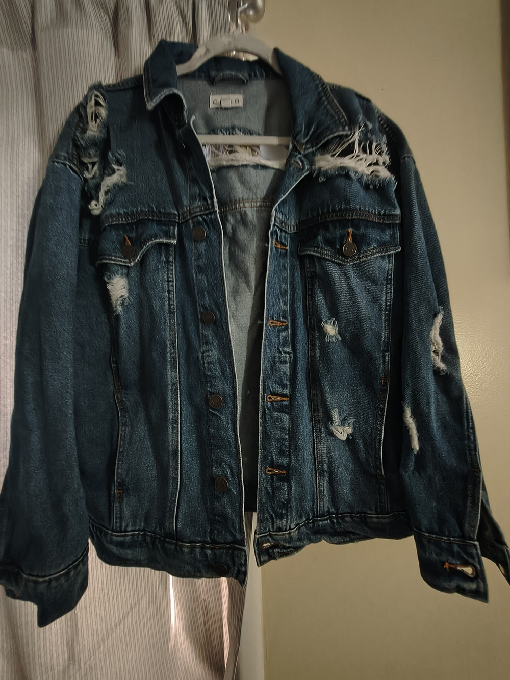 Cello Distressed Dark Blue Denim Jacket